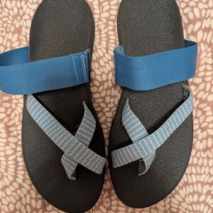 Chaco Blue and Black Flip Flop Sandals